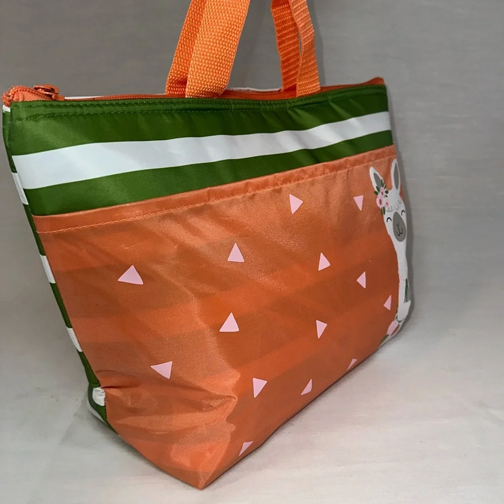 NWOT Thirty-One Thermal Insulated Tote Lunch Bag Llama Orange Green Cooler Bag